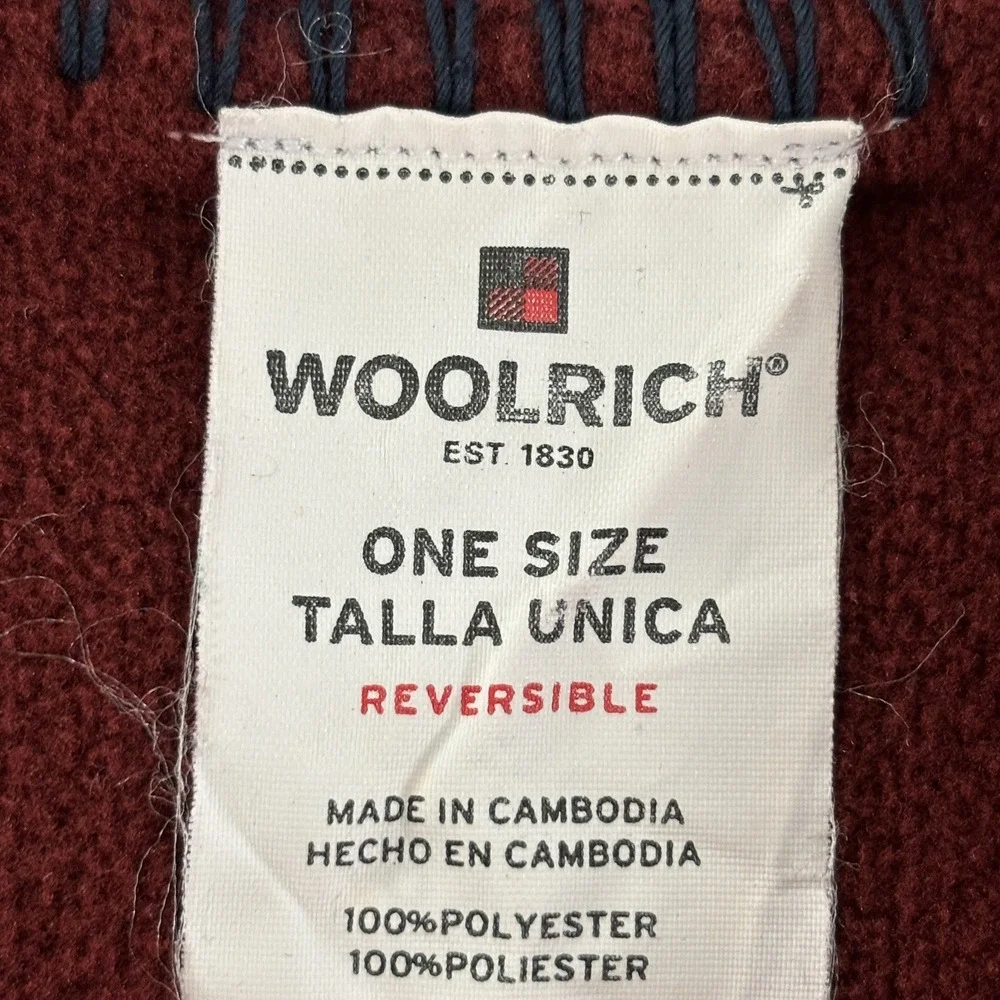 Woolrich Reversible Fleece Blanket Wrap‎ One Size Navy Blue Maroon